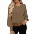 thumbnail image 1 of aohooy Women's Sequin Tops Sparkle Long Sleeve Blouses Elegant Dressy Formal Chiffon Shirt Shimmer Glitter Patchwork Party Tunics Brown,S, 1 of 7