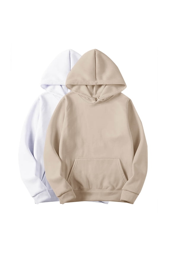 Women's Solid Colored Hoodies 2 Pack Spring 2025 Sweatshirts Comfort Hoodie Long Sleeve Hooded Shirts Drawstring Basic Hoodie with Pocket White,S
