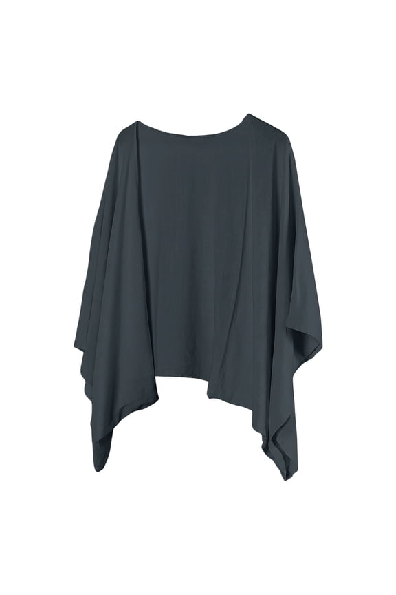 Womens Cardigan Wrap Cotton Linen 3/4 Sleeve Lightweight Cardigans Trendy Open Front Loose Cover Ups Poncho Shrug Tops Navy,S