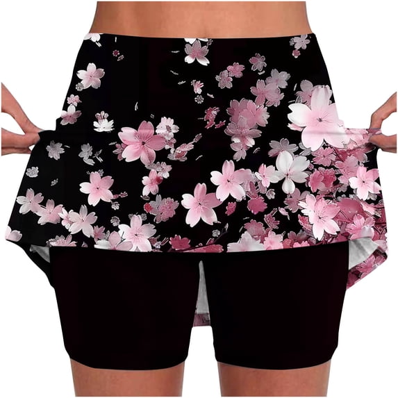 aohooy Womens High Waist Athletic Shorts Casual Elastic Tennis Yoga Shorts with Lined Stretchy Floral Print Tummy Control Skinny Joggers 2026 Multicolor,XXXXL