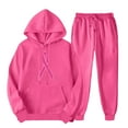 thumbnail image 1 of aohooy Womens Hoodies and Sweat Pants Sets,Sweatsuits for Women Set 2 Piece Jogging Outfit Pink Ribbon Breast Cancer Print Hoodie Sweatshirt Sweatpants Tracksuit 2024 Hot Pink,S, 1 of 7