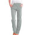 thumbnail image 1 of aohooy Womens Linen Summer Pants High Waist Pants Plus Size Drawstring Straight Leg Vacation Comfy Lounge Pocket Trousers 2026 Mint Green,S, 1 of 7