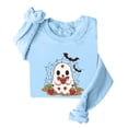 thumbnail image 1 of aohooy Womens Plus Halloween Shirt Sweatshirts for Women Ghost Print Long Sleeve Crewneck Pullover Loose Fit Cute Graphic Tee Shirt Light Blue,M, 1 of 3