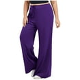 thumbnail image 1 of aohooy Womens Plus Size Pants Casual Drawstring High Waisted Yoga Sweatpants Open Bottom Wide Leg Jogger Trousers with Pockets Purple,XXXXL, 1 of 6
