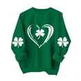 thumbnail image 1 of aohooy Womens St Patricks Day Sweatshirt Irish Clover Heart Graphic Crewneck Pullover Sweatshirts Saint Patty's Pullover Tops Green,L, 1 of 5