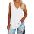 thumbnail image 1 of aohooy Womens Summer Tank Tops Casual Plus Size V Neck Dressy Shirts Loose Flowy Tunic Blouses White,XL, 1 of 6