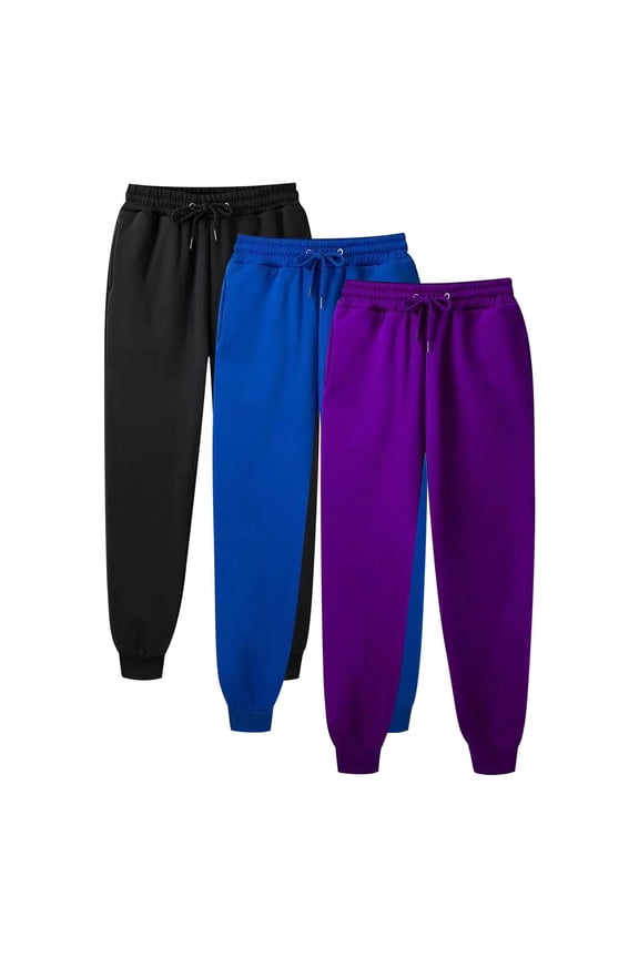 Womens Sweatpants Joggers Pack of 3,Joggers for Women 2024 Casual Workout Sweatpants with Pockets Baggy Drawstring Lounge Athletic Gym Comfy Sweat Pants Purple,XL
