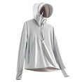 thumbnail image 1 of aohooy Womens Upf 50+ Sun Protection Jacket with Mask Cool Summer UV Shirt Breathable Long Sleeve Fishing Hiking Shirts Thumb Hole Gray,M, 1 of 4