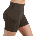 thumbnail image 1 of aohooy Womens Yoga Shorts with Pockets Tummy Control High Waisted Biker Shorts Running Cycling Compression Gym Athletic Shorts Brown,XL, 1 of 9