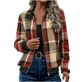 thumbnail image 1 of aohooy Womens Zip Up Sweatshirt Lightweight Fashion Casual Plaid Flannel Buffalo Plaid Jackets Long Sleeve Shacket Cropped Baggy Fall Coat with Pocket Wine,XL, 1 of 6