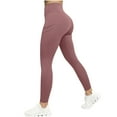 thumbnail image 1 of aohooy Yoga Pants With Pockets Women, Butt Lifting Stretch Scrunch Leggings Thick High Wasited Pant Pink,L, 1 of 9
