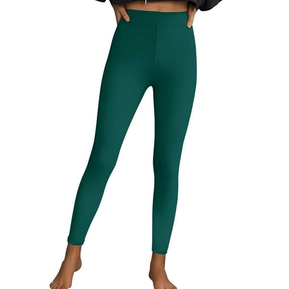 aohooy Yoga Pants Women Pockets Plus Size Tight High Waisted Body Shaping Leggings Thermal Stretch Running Workout Gym Pant Green,XXL