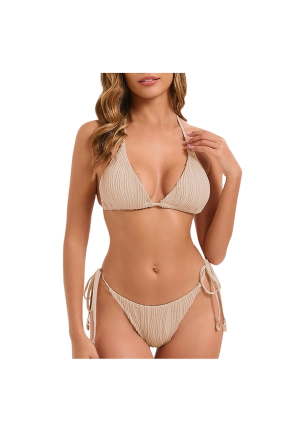 2 Piece Bikinis Sets for Women String Bikinis Set Tie Side Swimsuits for Women Bathing Suit Tanning Bikinis Solid Color