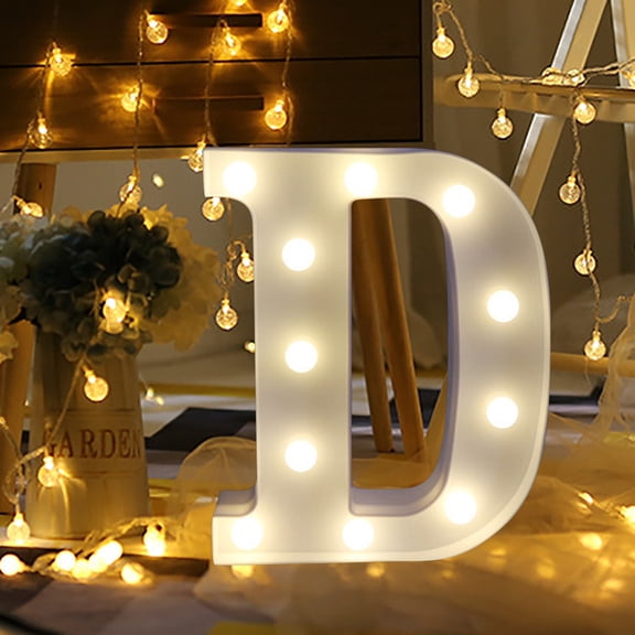 aoksee Alphabet LED Letter Lights Light Up White Plastic Letters Standing Hanging D Gift on Clearance