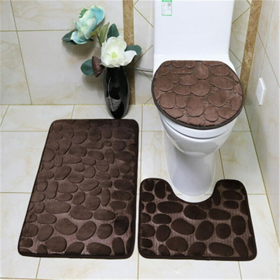 aoksee Bathroom Decor Clearance,Bath Mat Rug 3 Piece, Super Absorbent, Non Slip Backing, Bath Mats for Bathroom, Thick, Machine Washable, Bathtub, Shower, Toilet
