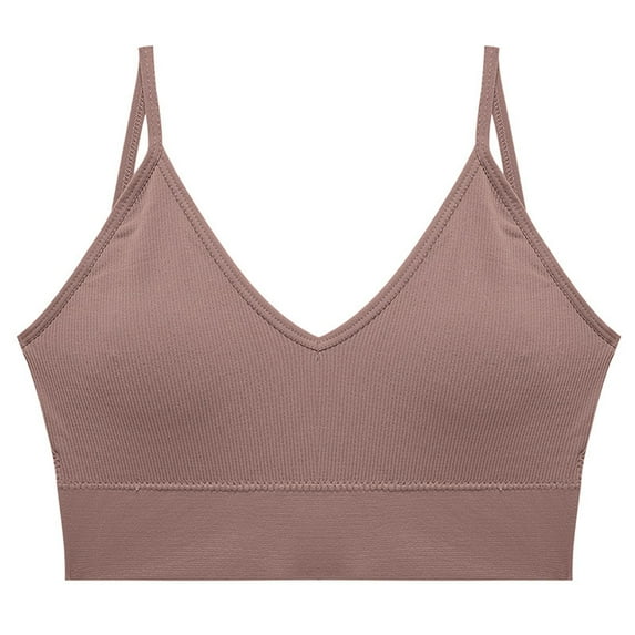 Gufahion Bras for Women V Neck Padded Cami Bra with Straps Seamless Bra Wireless Bralettes for Women