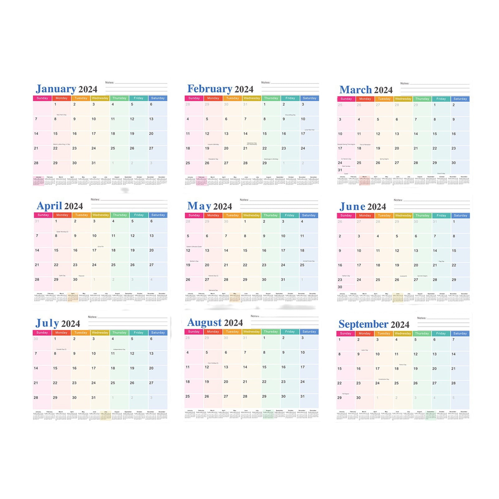 aoksee Calendars Clearance,Strong Twinwire Binding, Large Daily Blocks