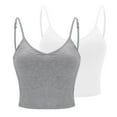 thumbnail image 1 of Gufahion Camisole Tank Tops for Women with built in bra Summer Camisole V Neck Crop Tops with Adjustable Spaghetti Strap 2-Pack, 1 of 9