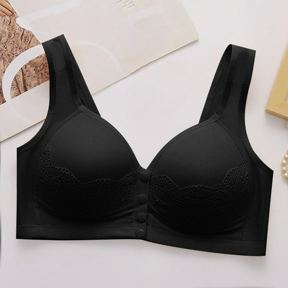 Gufahion Front Closure Bras for Women with Wide Strap Plus Size Wireless Bra Comfortable Everyday Bra Push up Bras for Old Women S-3XL
