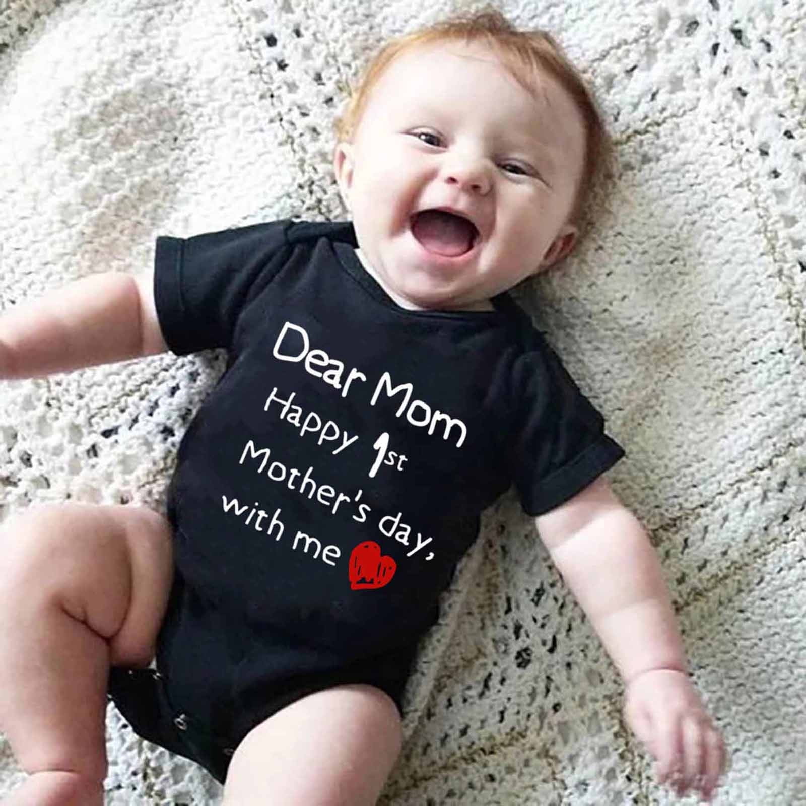 aoksee Happy 1st Mother's Day Baby Short Sleeve Bodysuit Infant Mother ...