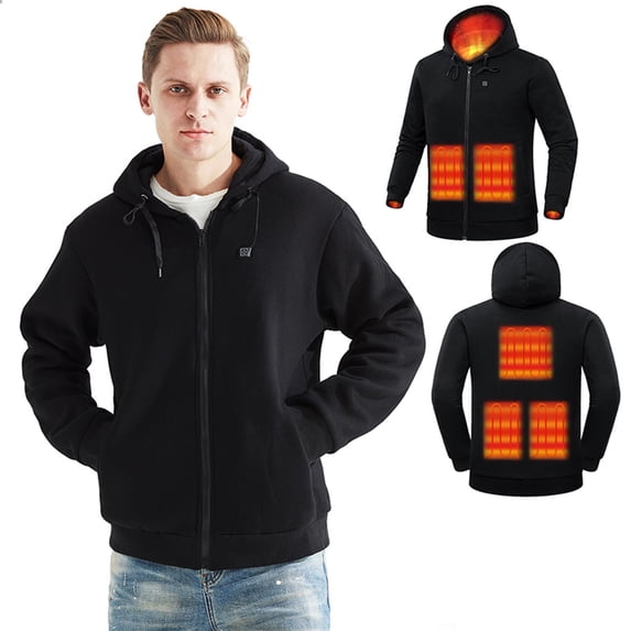 aoksee Heated Coats For Men, Men's Intelligent Heating Top Solid Color Winter Comfortable Long Sleeve Coat Sweater