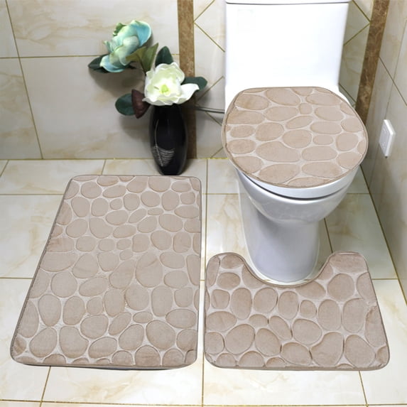 aoksee Kitchen Decor Clearance,Bath Mat Rug 3 Piece, Super Absorbent, Non Slip Backing, Bath Mats for Bathroom, Thick, Machine Washable, Bathtub, Shower, Toilet