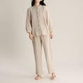thumbnail image 1 of Amkhujs Pajamas for Women Set Button up Long Sleeve Top and Long Pants Sleepwear Loungewear Pajamas, 1 of 6