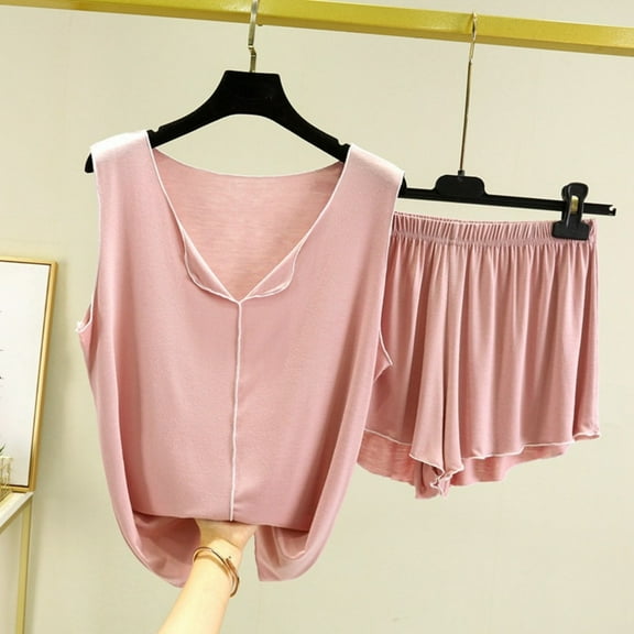 Gufahion Pajamas for Women Set Tank Top and Shorts 2 Piece Nightwear V Neck Women Pajama Set Summer Sleepwear Set