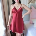 thumbnail image 1 of aoksee Satin Nightgowns for Women V Neck Cami Lingerie Nightwear Silk Sleep Dress Spaghetti Strap Sleepwear, 1 of 3