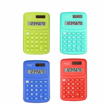 Clearance, aoksee School Supplies, Basic Standard Calculators Mini Digital Desktop Calculator With 8-Digit LCD Display, Battery Solar Power Calculator Pocket Size for Home School, Random Color, 1pc