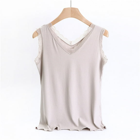 Gufahion Tank Top for Women V Neck Lace Summer Sleeveless Shirts Womens Pajamas Casual Shirts Outfits