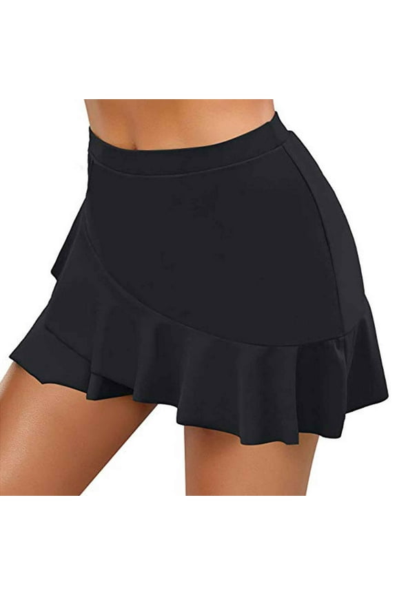 Women's Ruffle Swimdress Swim Skirt Bikini Bottom Swim Short, XL