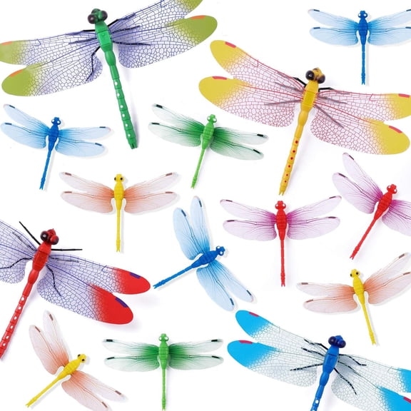 aonm 20 count Colorful Dragonfly Vividly Stickers Making Stickers DIY Ornent Party Kidgarden Wall Stickers Wall Decal Man-Made vividly Dragonfly Art Decor