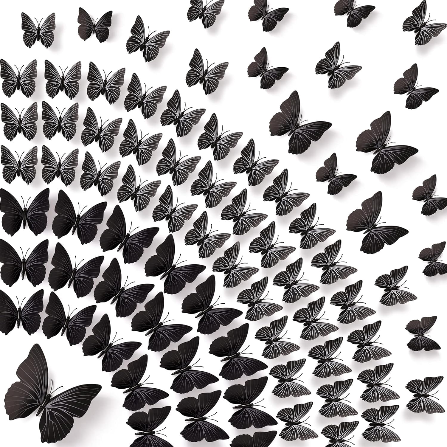 aonm(R) 60 count 5 Packages Beautiful Butterfly Wall Removable DIY ...