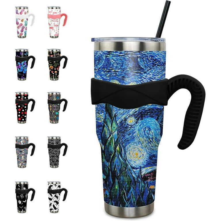 aoselan 40 oz Tumbler with Handle and Straw 40oz Starry Cup Insulated  Coffee Travel Mug Spill Proof Leak Proof 40 ounce Stainless Steel Slim 40  oz tumbler with handle and Lid 
