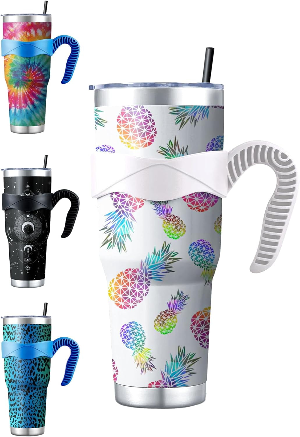 aoselan 40 oz Tumbler with Handle and Straw 40oz Pineapple Cup Insulated  Coffee Travel Mug Spill Proof Leak Proof 40 ounce Stainless Steel Slim 40  oz tumbler with handle and Lid 