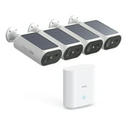 aosu 2K QHD 3.0-MP Dual-Band Wi-Fi Quick-Install Outdoor AI-Smart Solar Camera Pro System with Home Station 4 Cameras, C8E-4H