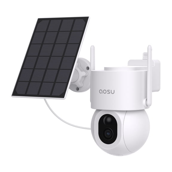 aosu 3K 5.0-MP Wi-Fi Outdoor AI-Smart Solar Security Camera with Panoramic PTZ, Auto-Tracking, Enhanced Detection, and 2-Way Talk, C9S2CH11, C9S2CH11