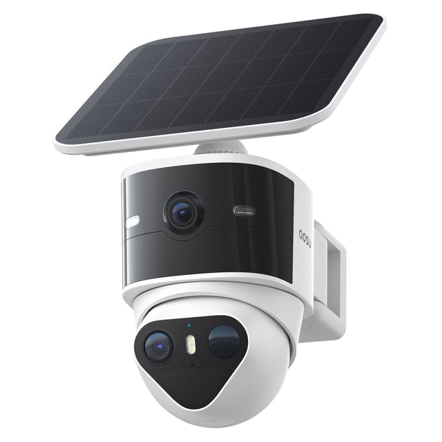 aosu Dual 3K 5.0-MP SolarCam T2 Pro Camera with Solar Panel, 170° FOV, 360° PTZ with Auto Tracking, AI Detection, 2-Way Audio, Warning Light, Siren