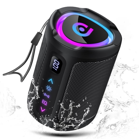 aowoka Bluetooth Speaker, 2026 Portable Wireless Speakers with Led Light, Bluetooth 5.4, 15H Playtime, Enhanced Bass, IPX7 Waterproof, Outdoor Speaker for Travel, Sport, Party, Biking.