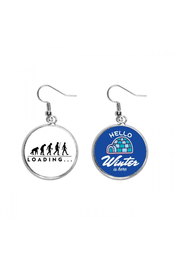 ape monkey human evolutionary civilization dangle drop winter ice earring jewelry