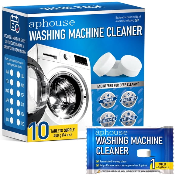 aphouse Washing Machine Cleaner Tablets, 10 Pack Washer Cleaner Tablets, Septic Safe, Deodorizer & Odor Eliminator, Detergents for Household Use, Cleaning Preparations for Household Purposes