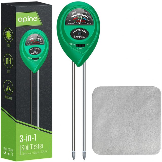 apine Soil Moisture Meter, 3 in 1 Soil pH Tester, Soil Test Kit for