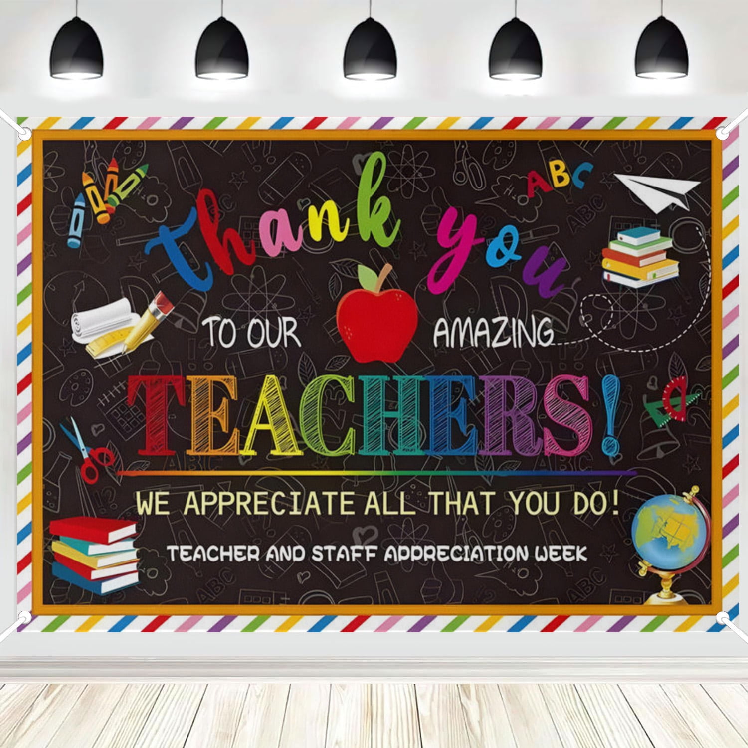 Teacher Appreciation Week Decorations Banner - Extra Large 71x43 Inch "Thank You Teachers" Backdrop