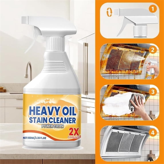 apu Kitchen Heavy Oil Stain Cleaner Spray - 100Ml All Purpose Grease Remover For Pots, Stoves, Range Hoods - Foaming Formula For Fast, Gentle Cleaning Of Kitchen Surfaces