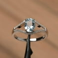 thumbnail image 1 of aquamarine engagement ring natural aquamarine ring March birthstone Oval cut blue gemstone sterling silver ring, 1 of 4