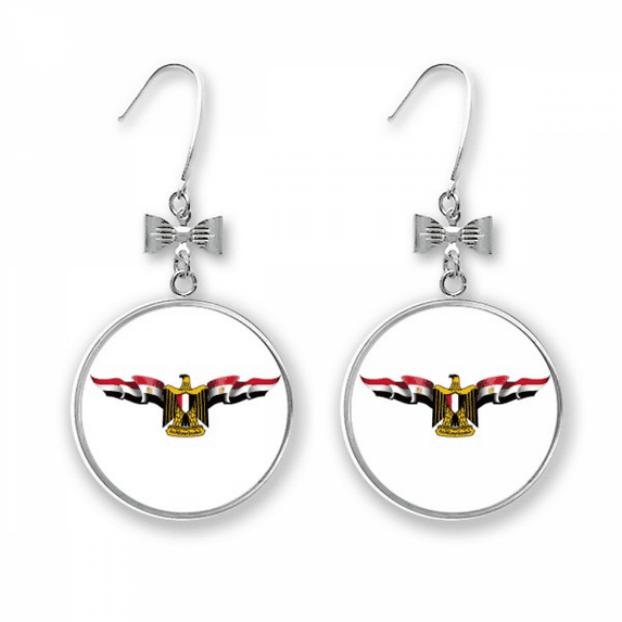 arab egypt flag national emblem bow earrings drop stud pierced hook