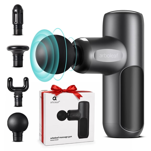 Arboleaf Mini Massage Gun, Deep Tissue Percussion Massager Back Pain Relief, Full-Metal Deep Tissue with 4 Heads, ultra-quiet, gift for men and women