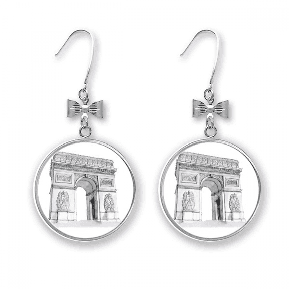 arc de triomph in paris france bow earrings drop stud pierced hook