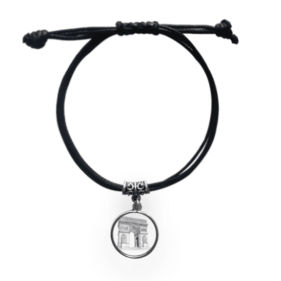 arc de triomph in paris france bracelet leather wristband black jewelry